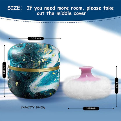 Body Powder Puff and Container for Dusting Powder, Women Powder Puff and Powder Case for Bath and Travel (Universe)