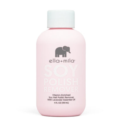 ella+mila Soy Nail Polish Remover Non-Acetone Nail Polish Remover - Non-Toxic Fingernail Polish Remover - Enriched with Lavender Essential Oil & Vitamins A,C & E (4 fl oz)