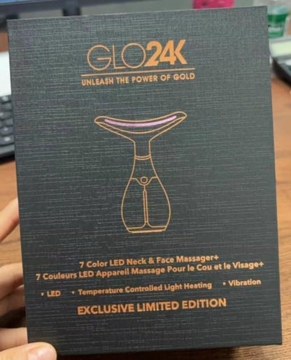 GLO24K 7 Color Beauty Device – Triple LED Action & Vibration Technology Facial and Neck Massager