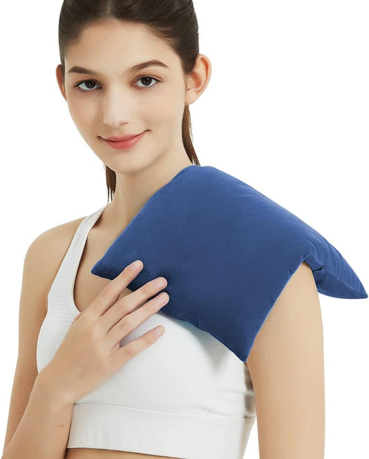 Heating Pad Microwavable with Washable Cover, 8 x 12 Multipurpose Microwave Heating Pad for Neck and Shoulders, Moist Heat Bean Bag Warm Compress for Knee, Muscles, Joints, Wrist, Abdomen (Dark Blue)