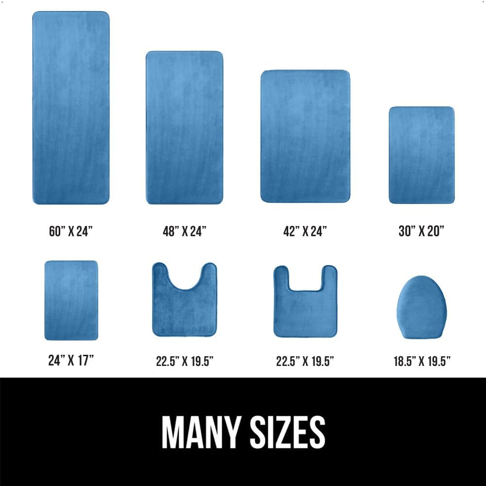 GORILLA GRIP Memory Foam Bath Rugs, Soft Absorbent Velvet Bathroom Mats, Durable Dots on Underside, Machine Washable Bathmat, Carpet Rug Room Decor for Shower Floor, 24x17 Mat, Caribbean Blue