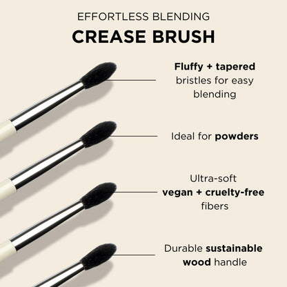 HALEYS Crease Eyeshadow Brush, Medium Fluffy Tapered Brush, Soft, Easy Blending Makeup Tool, Seamless, Multi-tasking Makeup Brush for Cream and Powder, High-end Synthetic Bristles, Vegan + CF