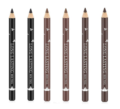 Go Ho 6 PCS Eyebrow Eye Liner Pencil Set,Easy to Color Sweatproof Eye Brow Pencil,Professional Long-lasting Eyeliner Gel Makeup Brow Tint Pen,3 Colors(Black,Brown,Dark Brown)