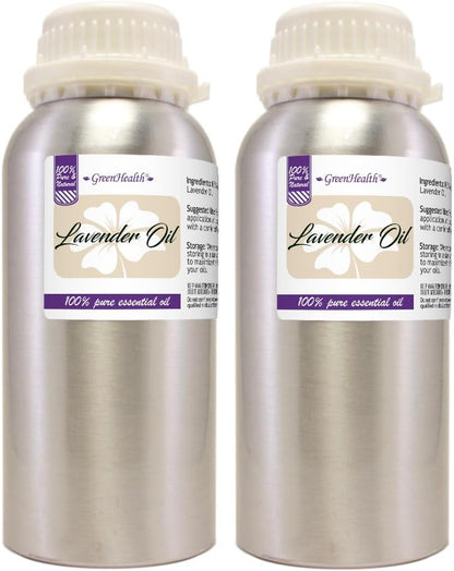 2 Bottles - 16 fl oz Lavender Essential Oil - 100% Essential Oil, Aluminum Bottle - GreenHealth