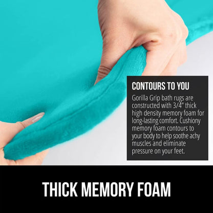 GORILLA GRIP Memory Foam Bath Rugs, Soft Absorbent Velvet Bathroom Mats, Durable Dots on Underside, Machine Washable Bathmat, Carpet Rug Room Decor for Shower Floor, 24x17 Mat, Turquoise