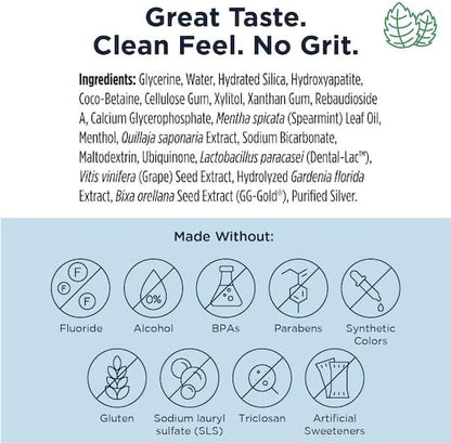 Designs for Health Periobiotic Silver Hydroxyapatite Toothpaste - Fluoride Free Toothpaste with Oral Probiotics - Supports Gum Health & Remineralization, 4oz Mint (Pack of 5)