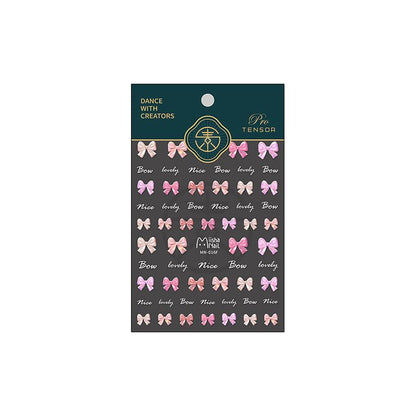 Bow Nail Stickers 5D Embossed Nail Art Decals Self-Adhesive Pink White Bows Nail Art Stickers for Women Girls Kids Nail Supplies Accessories