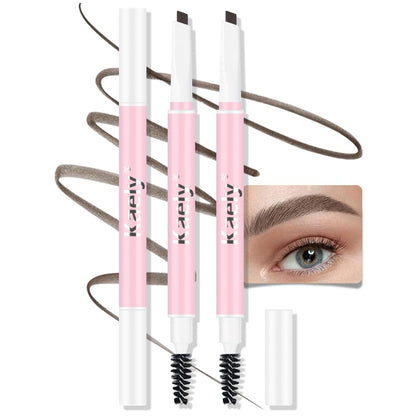 3Pcs Waterproof Eyebrow Pencil, Professional Makeup Micro Brow Pencil, Double-ended ultra-fine eyebrow pencil, Ultra-Fine Mechanical Pencil (3, 05#Medium Brown)