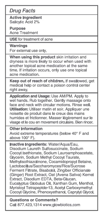 Glowbiotics Probiotic Clarifying Cleanser 10 oz – Gentle Foaming Face & Body Wash with 2% Salicylic Acid & Niacinamide, Clears Pores & Excess Oil
