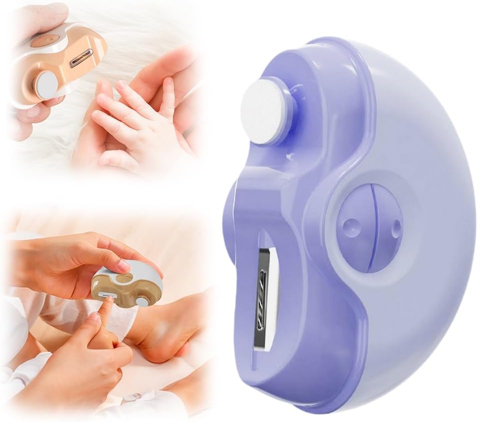 2025 New Electric Nail Clippers, 3 in 1 Electric Polishing Automatic Nail Clippers for Seniors, Electric Nail Trimmer for Fingers and Toes Adults with 2 Adjustable Speeds for Senior Adults (Purple)