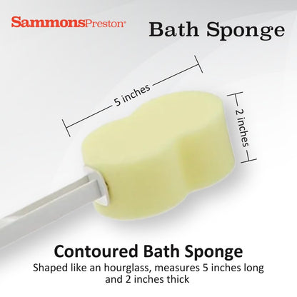 Sammons Preston Bath Sponge, Lightweight Long Handled Washer and Scrubber for Bath and Shower, Extended Reacher Cleaning Aid for Limited Range of Motion, Contour