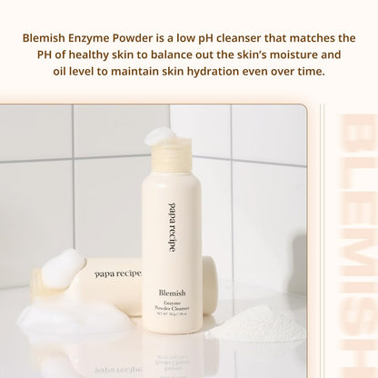 Papa Recipe Blemish Enzyme Powder Rice Cleanser – Gentle Triple Exfoliation with Papain, PHA & Rice Powder – Low pH Korean Skincare Face Wash for Clearer, Radiant Skin
