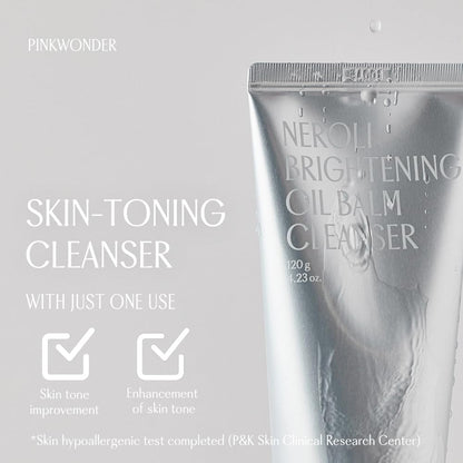 PINKWONDER Neroli Oil Balm Cleanser 4.23oz(120g), Cleansing Oil Balm Face Wash, Removes Makeup and Impurities, Niacinamide and Neroli for Glowing Skin, Korean Skincare