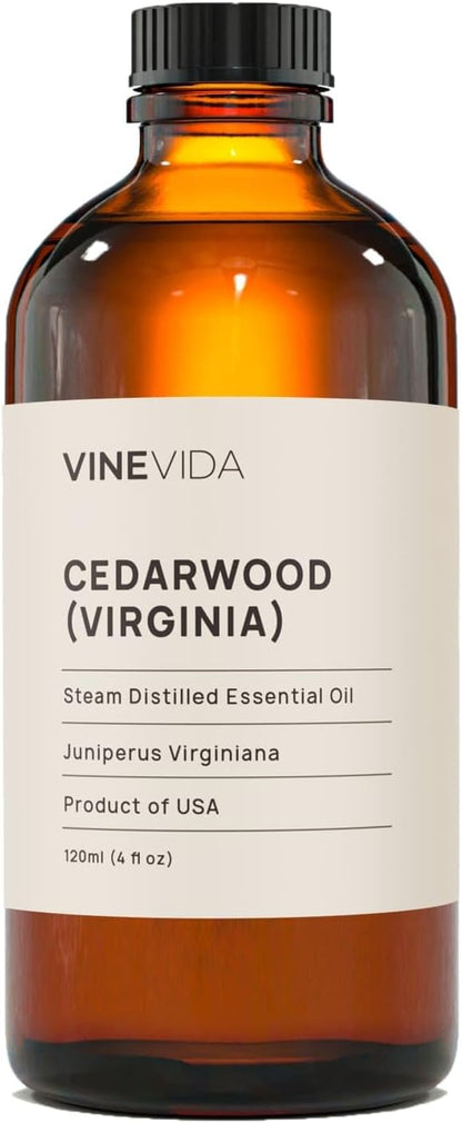 VINEVIDA Cedarwood Virginia Essential Oil 4 oz - Undiluted Oil - DIY Candle Scents - Bulk Oil