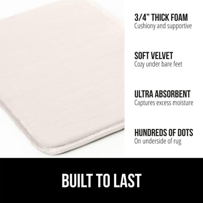 GORILLA GRIP Memory Foam Bath Mat, Soft Absorbent Velvet Bathroom Mats, Durable Dots on Underside, Machine Washable Bathmat, Carpet Rug Room Decor for Shower Tub Floor RV, 30x20 Rugs, Cream