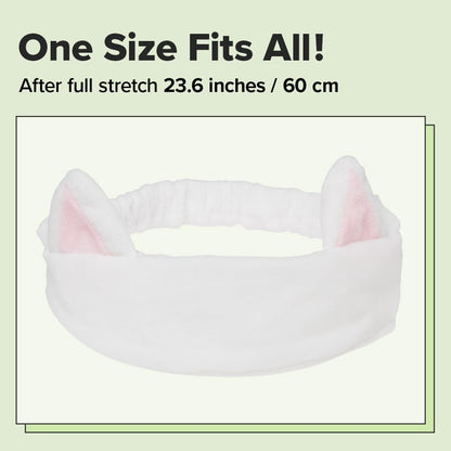 I DEW CARE Face Wash Headband - White Cat | Adorable Design, Perfect for Washing & Cleansing, Makeup and Spa, Bath, Skincare, Quick Dry, Soft & Fuzzy, Non Slip, Reusable, Teen Girls Stuff