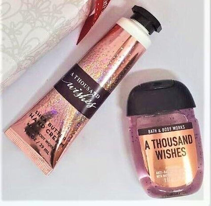 A Thousand Wishes Travel Gift Set - Hand Gel and Hand Cream Arranged Inside a Small Festive Happy Birthday Gift Box