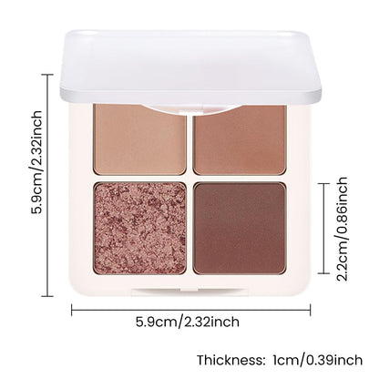 4 Colors Matte Shimmer Eyeshadow Makeup Palette,Nude Light Dark Brown Rose Gold Natural Neutral Eye Shadow Palette,Long Lasting Waterproof Naturing-Looking Women Girls Eye Shadow