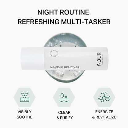Y’OUR Soothing Makeup Remover: Micellar Cleansing Water for Sensitive Skin; Removes Oil & Sebum; Gentle, Vegan & Non-Irritating; With Fruit Extracts & Aloe Vera. Made in USA. 4 fl oz (120 mL)
