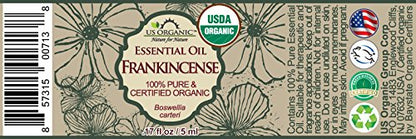 US Organic 100% Pure Myrrh, Frankincense Essential Oil Combo Pack - Directly sourced from The Horn of Africa - USDA Certified Organic - Use Topically or in Diffuser (5 ml Combo)