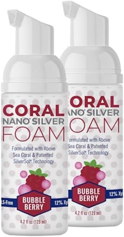 Coral Nano Silver Kids Fluoride Free Foaming Bubble Berry Coral Calcium Toothpaste, Natural Formula, SLS and Glycerin Free - 4 Ounce