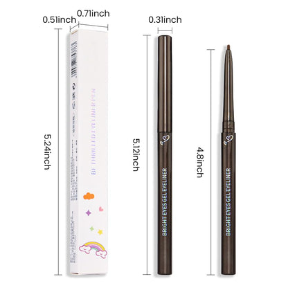 Kaely 1.5mm Skinny Gel Eyeliner Pencil,Brown Cat Eye Liner Makeup Pen,Cream Smooth Eyeliner Crayon,delineador de ojos contra el agua,Waterproof Long Lasting 16 Hour Wear,Vegan & Cruelty Free,02