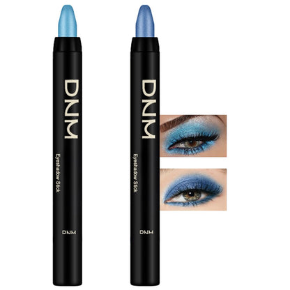 Kaely 2Pcs Bright Blue Eyeshadow Stick for Older Women, Metallic Shimmer Glitter Cream Eye Shadow Pencil Crayon, Light Blue Eyeliner Waterproof Halloween Makeup, 11+13