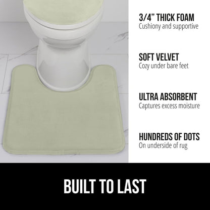 GORILLA GRIP Thick Memory Foam Toilet Rug for Bathroom, U Shaped Washable, Soft Absorbent Velvet Topside Floor Mats, Machine Wash, Cushioned Luxury Mat Rugs for Bath Room, 22.5 x 19.5, Sage