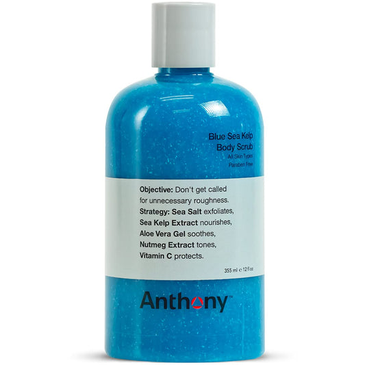 Anthony Exfoliating Body Scrub, Sea Salt, Vitamin C & Aloe Vera, Deep Cleans, Smooths Rough Patches, Soothes & Protects Skin, Hydrating Blue Sea Kelp Body Wash, 12 Fl Oz, Refreshes & Revitalizes