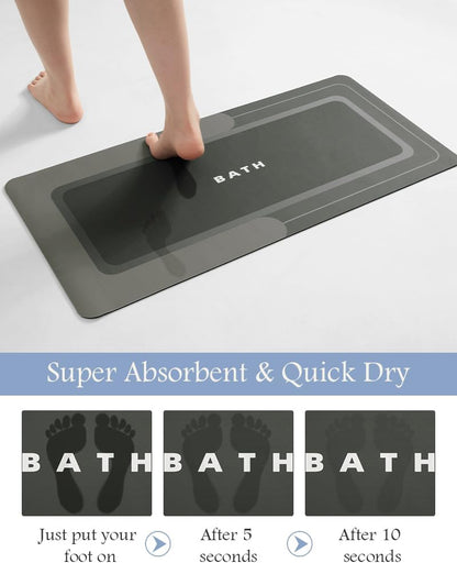 Bath Mat-Bathroom Mat Rug Non Slip Super Absorbent Stain Resistant Quick Dry Thin Bathroom Rug-Bath Mats for Bathroom Floor Bathtub Vanity-Bathmat Bath Rug Easy Care-24"x35",Darkgrey