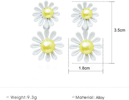 Vintage Resin Daisy Flower Earrings White Flower Stud Earrings Acrylic Daisy Dangle Earrings Boho Sunflower Flower Earrings Jewelry for Women