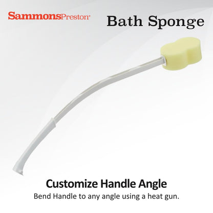 Sammons Preston Bath Sponge, Lightweight Long Handled Washer and Scrubber for Bath and Shower, Extended Reacher Cleaning Aid for Limited Range of Motion, Contour