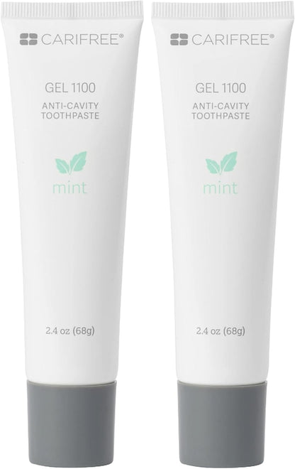 CariFree Gel 1100 (Mint) Anti-Cavity Fluoride Toothpaste with Nano Hydroxyapatite, Cavity Prevention and Enamel Protection, Dentist Recommended for Kids and Adults, 2.40 oz.(Pack of 2) Mint