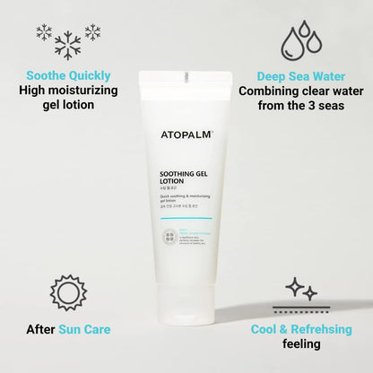 ATOPALM Soothing Gel Lotion 4 Fl Oz, Cooling and Calming Moisturizer for Sensitive, Eczema Prone, Heat Rash Skin, Redness Relief, Lightweight Mild Face and Body Lotion for Baby, Korean Skincare