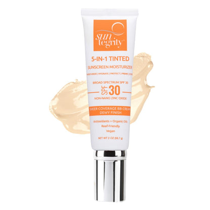 Suntegrity 5 in 1 Tinted Mineral Sunscreen for Face (SPF 30-2 oz) - Fair | BB Cream Moisturizer with Physical UVA/UVB Broad Spectrum Protection | Safe for Sensitive Skin
