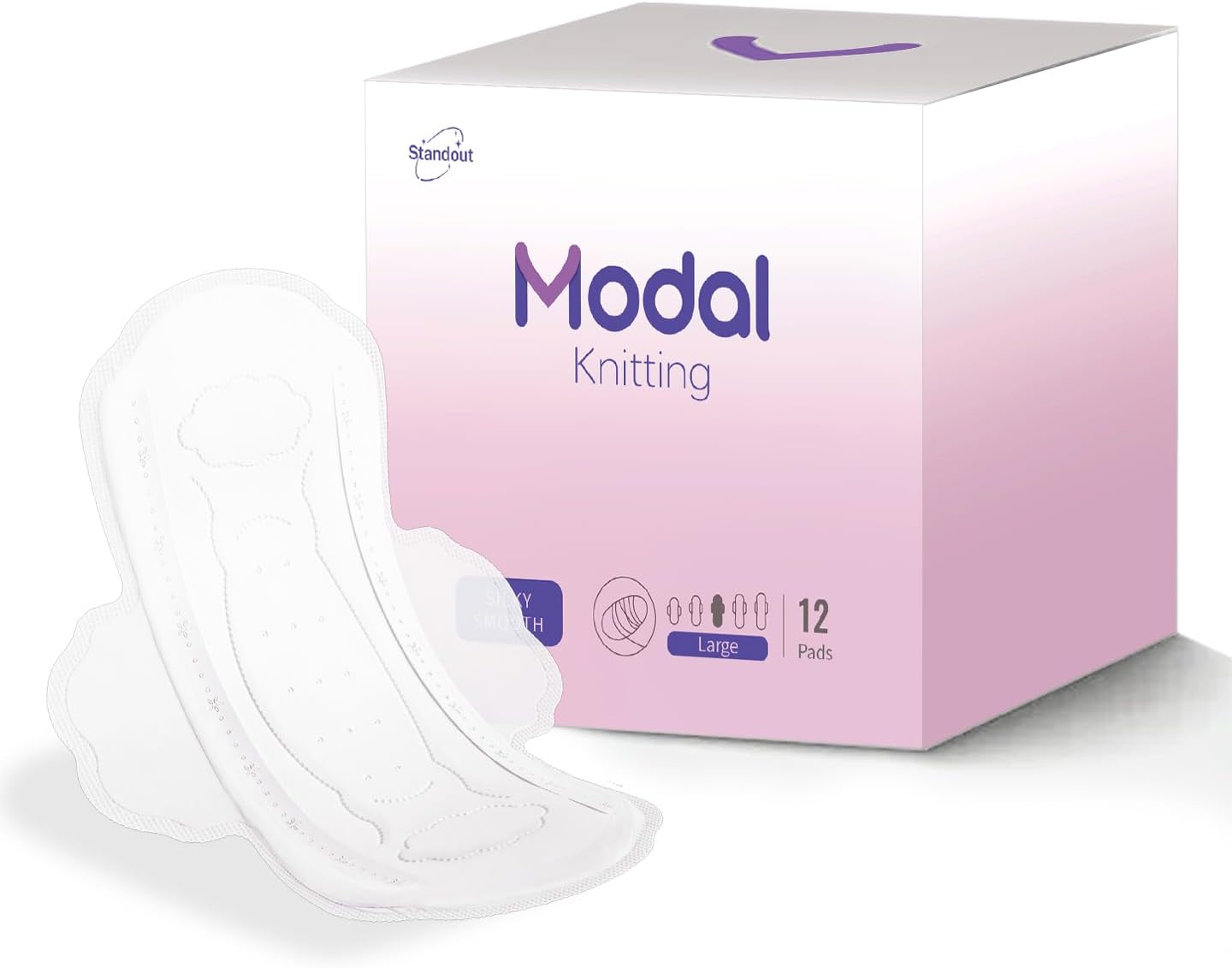 MODAL Pads for Women, Unscented Daily Thin Sanitary Pads for Period with Wings, 11.4 Inch(290 mm), Large, 12 Count
