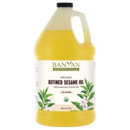 Banyan Botanicals Refined Sesame Oil – Organic Sesame Oil for Skin, Body, Hair & More – Multiple Sizes – 128 oz – Non GMO Sustainably Sourced Vegan