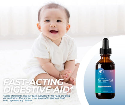 Mountain Meadow Herbs Licorice Tummy-Aid for Babies & Kids – Gas Relief Drops for Colic, Upset Stomach, Reflux & Bloating – Natural, Alcohol-Free Liquid Formula – 2 oz