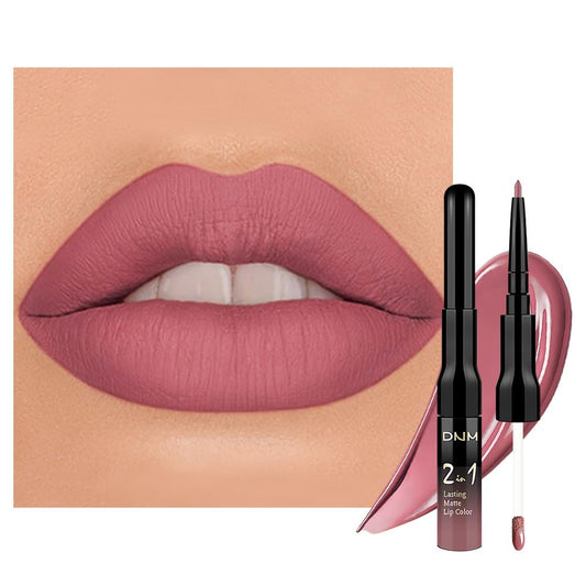 evpct 1Pcs Neutral Mauve Matte Lip Liner and Liquid Lipstick Stain Makeup Set for Women, Mauve Long Lasting Smudge Proof Lipstick labiales matte mate larga duracion listip 24 hours originales, 34#