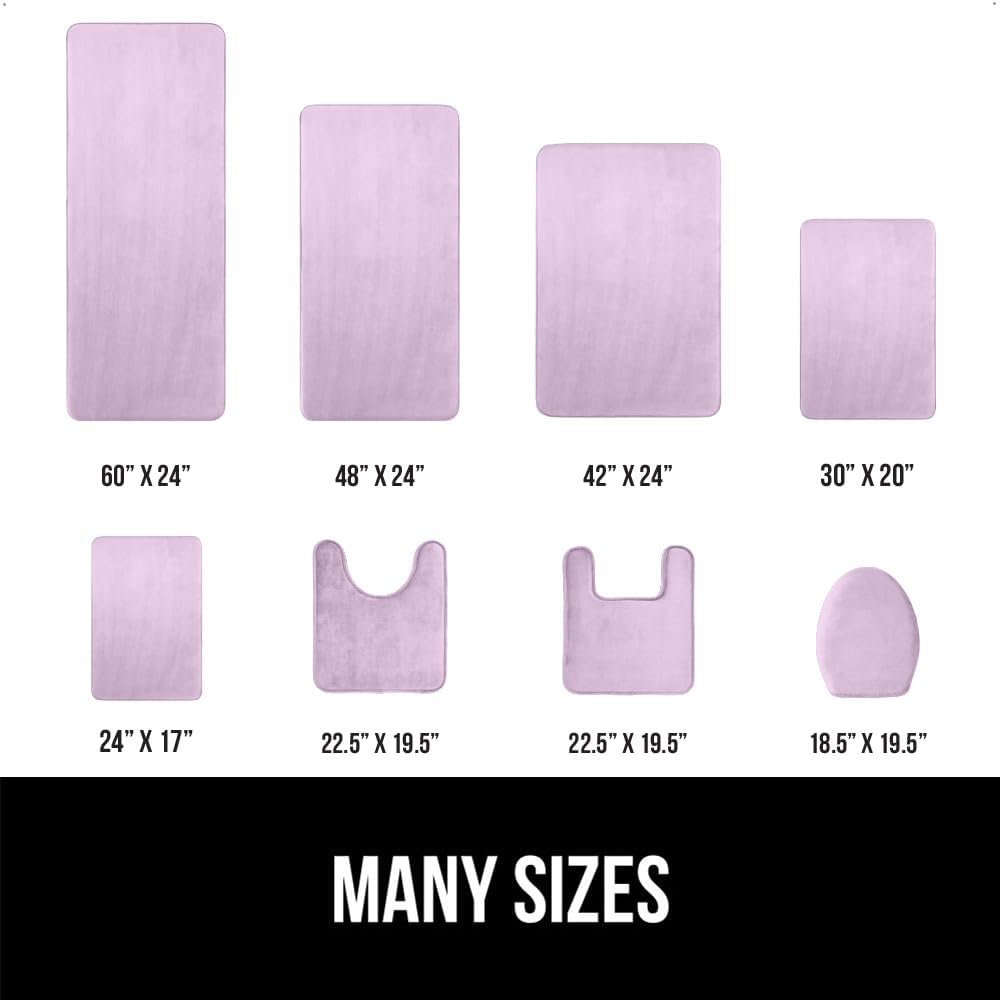 GORILLA GRIP Memory Foam Bath Mat, Soft Absorbent Velvet Bathroom Mats, Durable Dots on Underside, Machine Washable Bathmat, Carpet Rug Room Decor for Shower Tub Floor RV, 24x17 Rugs, Purple