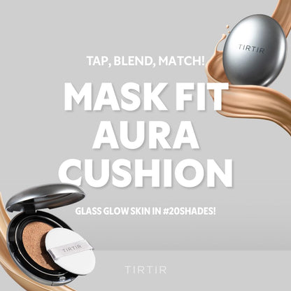 [*Mini Size*] TIRTIR Aura Glow Silver Cushion | Korean Cushion Foundation, (#21W Natural Ivory, 0.15 Fl Oz)