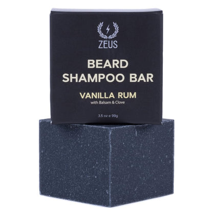 ZEUS Beard Wash Bar for Men, All-Natural Hydrating Shampoo, Skin-Clarifying Soap & Beard Care Cleanser with Natural Ingredients, Anti-Itch & Gentle on Skin (Made in USA) Vanilla Rum