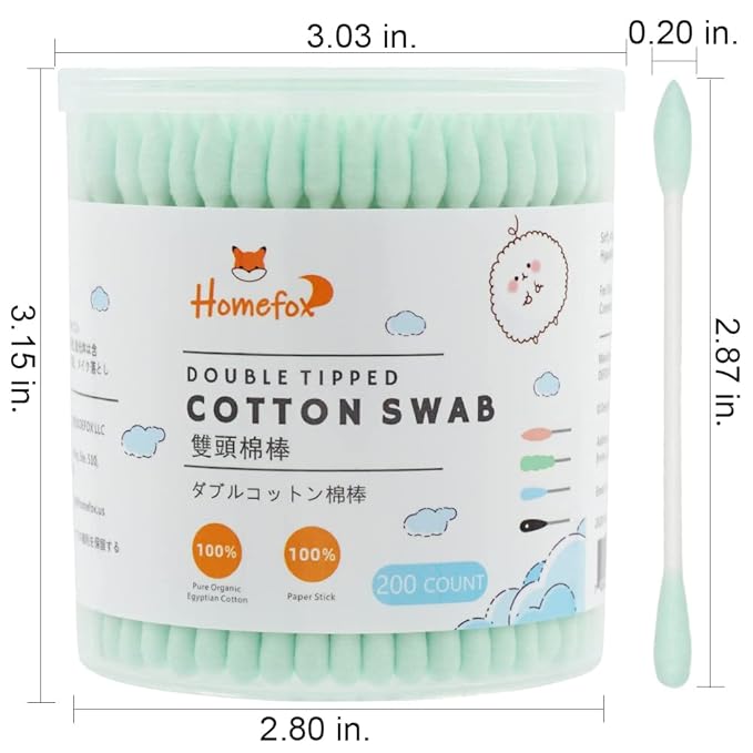 Green cotton swabs precision pointed