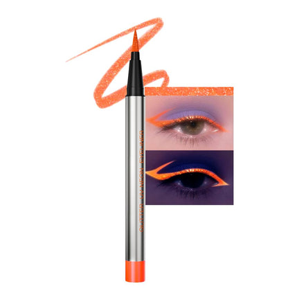 evpct Orange Shimmer Eyeliner UV Neon Gel Eyeliner Pencil Makeup, Rainbow Halloween Colored Colorful Gel Eye Liner Pen Glow in Dark Makeup, Long Lasting Waterproof Eyeliners for Face Body Painting