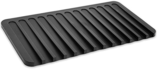 Talented Kitchen Self-Draining Silicone Dish Drying Mat - Sloped Silicone Countertop Drain Mat & Dish Drying Pad for Kitchen Counter - 15 x 8 in Black