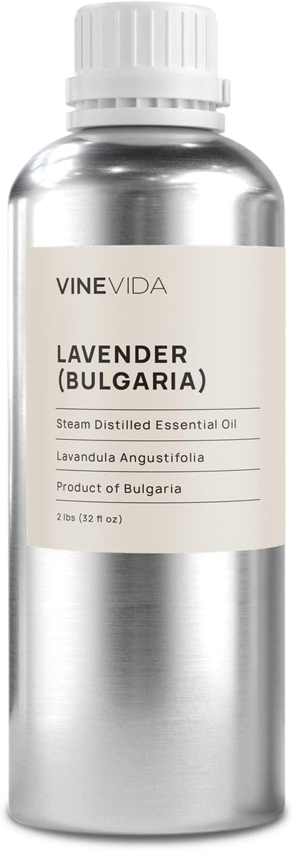 VINEVIDA Lavender Essential Oil 32 oz - Undiluted Lavender Oil 32 oz - Lavender Candle Oil Scent - DIY Candle Scents for Candlemaking - Bulk Essential Oil for Soap Making Safe for Skin 946.36 ml