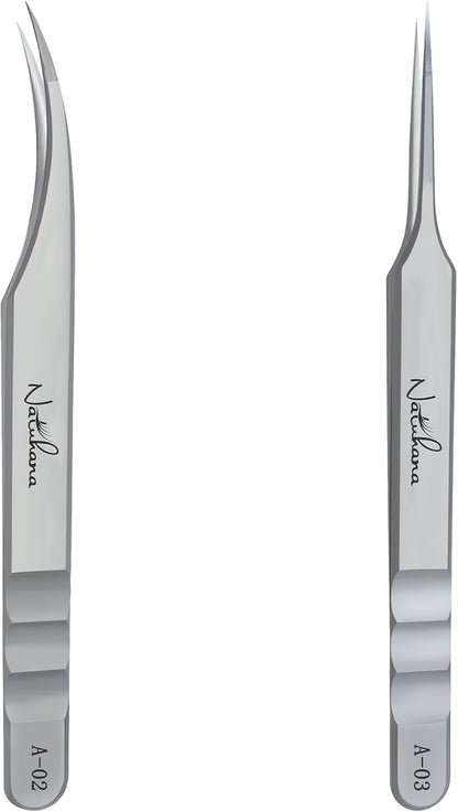 High Precision Lash Tweezers for Individual and Volume Eyelash Extensions Premium Stainless Steel Curved Fiber Tip Professional Isolation Tweezer
