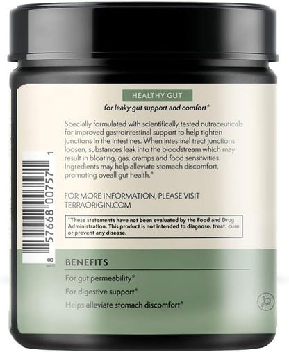 TERRA ORIGIN Healthy Gut Mint Flavor |30-Servings with L-Glutamine, Zinc, Glucosamine, Slippery Elm Bark, Marshmallow Root and More!