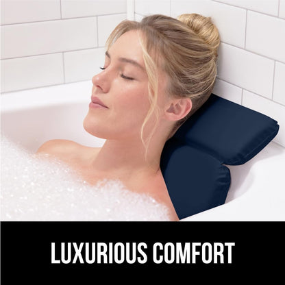 GORILLA GRIP Bath Pillow for Tub, Improved Suction Cups, Luxury Bathtub Pillows, Headrest for Neck and Back Support, Relaxing Home Spa, Hot Tubs and Bathroom Essentials, Gifts for Women, 2 Panel Navy