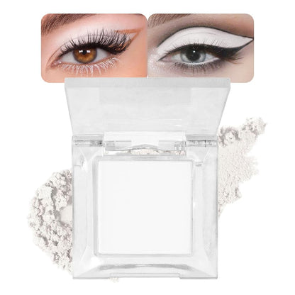 Eyeshadow Single Matte, High-Pigment Monochrome Eye Shadow Pressed Powder, Everyday Velvety Silky Eye Makeup Looks, Professional Long-Lasting Waterproof Single Eyeshadow Palette, White 02